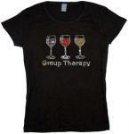 Naiste T-s&auml;rk Rhinestone Funny Wine Glass Design Group Therapys T-s&auml;rk S