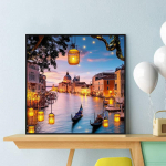 5D Teemantmaal Coastal City Teemanttikandid T&auml;iskihiline Anime Ristpistekomplektid Kodukaunistus K&auml;sitsi valmistatud kingitus Round 30x30cm