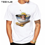 TEEHUB Naruto Love Ramen Print T-s&auml;rk Fashion Cool O kaelusega Meeste T-s&auml;rk l&uuml;hike XS valge
