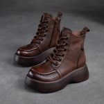 Johnature Thick Sole Plush naiste l&uuml;hikesed saapad ehtsast nahast retro k&uuml;ljet&otilde;mblukuga Mitmek&uuml;lgsed naiste kingad 35 pruun