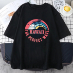 Hawaii The Perfect Wave 1992 Surfiklubi Unisex puuvillased T-s&auml;rgid Hingavad vabaaja l&uuml;hikeste varrukatega hip-hop &uuml;lisuured topid Unisex r&otilde;ivad L