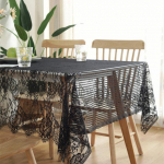 Nordic Country Retro valge pitsist laudlina triibuline j&otilde;ulupuu mustriga kate Pestav laudlina hotelli pulmakaunistuseks 100x145cm valge