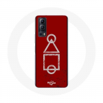 Vivo Y72 &uuml;mbris Squid Game logo s&uuml;mbolid ring ruut kolmnurk Punane taust punane