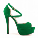 Uue moe naiste pumbad Seksikas Peep Toe 14 cm &Uuml;lik&otilde;rged kontsad, platvorm pahkluu rihmaga sandaalid Mustad punased pruutkingad 37 roheline