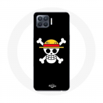 Musta taustaga &uuml;mbris Oppo A93 One Piece Manga Skull jaoks