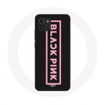 Coque pour Samsung Galaxy A03 Blackpink Logo Rose Fond Noir