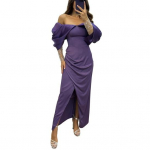 Naiste &otilde;htukleit &otilde;lgadeta Madala l&otilde;ikega kitsas v&ouml;&ouml;koht, poolitatud v&otilde;rk varrukatega, v&auml;rviga sobiv pahkluu pikkusega balli&otilde;htu kokteilipeokleit pulmadeks maksi L lilla