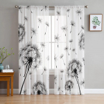 Meadow Dandelion Flower Butterfly t&uuml;llkardinad magamistoa kodukaunistuseks Elutoa K&ouml;&ouml;k Voile kardinad pimedatele kardinatele 135W x 114H(cm)