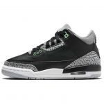 Air Jordan 3 Retro GS Green Glow Laste tossud Must Wolf-Grey Valge DM0967-031 36
