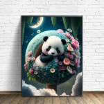 DIY teemantmaal Armas Panda ristpistes komplekt Mosaiikkunst Teemantmaal T&auml;isringi/ruudukujuliste teemantidega kodukaunistus Round 20x30cm