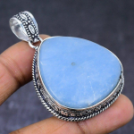 Natural Angelite Stone Gemstone 925 Steling Silver Jewelry Pendant 2.17 p2f17