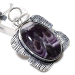 Natural Chevron Amethyst Gemstone 925 Sterling Silver Pendant 1.97 v0g83