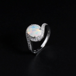 925 Sterling h&otilde;be opaaliga s&otilde;rmus naturaalne etioopia opaal ovaalne 7*9mm 1.5ct v&auml;&auml;riskivid peened ehted naistele kena kingitus us ring size 8# valge