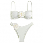 2 tk/komplekt naiste seksikas rinnahoidja k&otilde;rge toruga 3D Flower Sling Bikiinikomplekt Bandeau v&ouml;&ouml;koha p&uuml;ksid S must