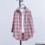 Ruuduline s&auml;rk naiste kevadine ja s&uuml;gisene korea stiilis avara pikkade varrukatega harjatud retro tippjakk 2XL