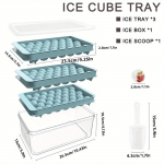 1set Stackable Round Ice Cube Tray Set with Lid & Bin &ndash; Create 99PCS Round Ice Balls, Ice Trays for Freezer Is Easy To Release & Sturdy 1set sinine
