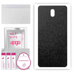 apgo Protective Skin Sticker for the back compatible with Nokia C1 2nd Edition, Wrap Film, Foil, Vinyl - Pattern Black Honeycomb
