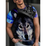 L&uuml;hikeste varrukatega plusssuuruses suvine meeste varustus Wolf 3D tr&uuml;kiga T-s&auml;rgid Meeste vabaaja spordir&otilde;ivad meeste T-s&auml;rk S