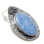 Natural Angelite Stone Gemstone 925 Sterling Silver Jewelry Pendant 2.32 f9b41
