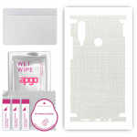 apgo Protective Skin Sticker for the back+sides compatible with Huawei Y6p, Full Wrap Film, Foil, Vinyl - Pattern White Fabric