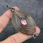 Natural Mosaic Jasper Gemstone Copper Wire Wrap Gift Jewelry Pendant 3.35 r9o79