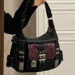 Retro Patchwork &otilde;lakott naistele Pehmest nahast Crossbody kott Lahe t&uuml;drukute kott ostukott K&auml;ekott 32x11x26cm