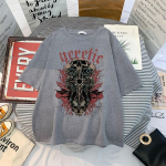 Summer Goth Female Horror Skull Lahtine meeste ja naisteT-s&auml;rk Punk Dark Grunge Streetwear Gooti top T-s&auml;rgid Harajuku Y2k Clothes S valge