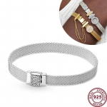 Kuumalt m&uuml;&uuml;v S925 h&otilde;bedast Reflexions seeria punutud v&otilde;rk originaal naiste logoga mitmekordse ahelaga kellav&otilde;ru pulmadeks DIY v&otilde;lu ehted 18CM