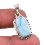 Natural Republic Larimar Kivist K&auml;sit&ouml;&ouml;na Valmistatud 925 Prooviga Puhtast H&otilde;bedast Ripats 1,50 s5S82 white