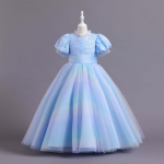 T&uuml;druku v&auml;ike t&uuml;druk loor Beebi printsessi kleit lastele v&otilde;rgust tutu kleit Elegantne peokleit lastele s&uuml;nnip&auml;evakleit 120cm sinine