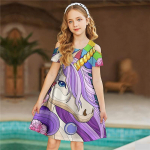 T&uuml;drukud Shining Star Steed Print Kleidid Lapsed T&uuml;drukutele Pidulik Kleit Printsess Kleit L&uuml;hikeste Varrukatega Kleit &uuml;le nelja aasta vana 80 must