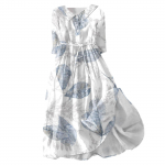 Naiste mood vabaajaprinteriga rev&auml;&auml;rkrae nupp, 3/4 varrukatega riiderihmadega kleit L sinine