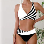 Naiste ujumisriided Tankini 2-osaline ujumistrikoo, kahe tooni triibuline ujumiskost&uuml;&uuml;m, rippuva kaelaga ujumistrikoo S