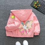 T&uuml;drukute jakk S&uuml;gis-/talvine laste kapuutsiga mantel Sequin Butterfly T&otilde;mblukuga jakk Laste moodne jakk 160cm roosa