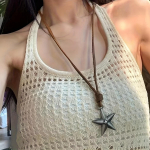 Rustikaalne PU-nahast n&ouml;&ouml;r Punk Star ripats kaelakee naistele reguleeritav n&ouml;&ouml;riga hip-hop stiilis minimalistlik pikk ehe kingitus