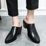Meeste Mules Loafersid Must Nahk Klotsid Suvised Kleitkingad Slip-on Mugavus Vabaaja Tagantlahtised Poolsaapad K&otilde;rge Konts K&otilde;rguse Suurendamine 38 must