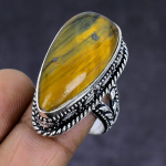 Tiger Eye Gemstone handmade 925 Sterling Silver gift Jewelry Ring Size 8 R2T46