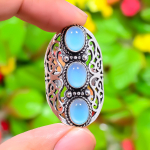 Aquamarine Gemstone Handmade 925 Sterling Silver Jewelry Ring Size 10.5 i7w69