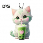 Piimatee Kassi rippuv kaunistus helmeketiga Kahepoolne akr&uuml;&uuml;list 2D multikas kassipoegade auto tahavaatepeegli rippuv ehisripats roheline