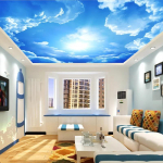 Lae 3D Fototapeet Sinine Taev Ja Valged Pilved Tapeet Elutuba Magamistuba Tapeet Kodu Dekoor 200 cm(W) x 140 cm(H)