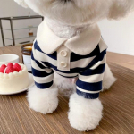 Koera polos&auml;rk riided &scaron;nautserile Teddy York lemmikloomade suve triibuline T-s&auml;rk Koerte kost&uuml;&uuml;m Pehme pullover &uuml;likond koerakutsikale XS tumesinine