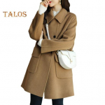 Naiste jope, lahtik&auml;iv krae, pikad varrukad, kaherealine tuulejakk, vabad taskud, keskmise pikkusega v&auml;lisreisimine, t&ouml;&ouml;mantel M must