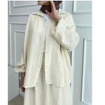 2-osaline pikkade varrukatega s&auml;rk+seelikud Eid moslemi naiste elegantsed komplektid Abaya Dubai T&uuml;rgi islami vabaaja topid, &uuml;hev&auml;rvilised seelikud, mood L beež