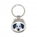 Dalmatian, Carriage Dog, Spotted Coach Dog - geometric keychain with a photo and the inscription Art-Dog