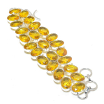 Citrine Gemstone Handmade 925 Sterling Silver Bracelet 7-8 t6s16