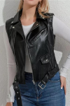 AL KHALID talvine stiilne nahk, must vestiga mantel, naiste vest, lambanahk XS
