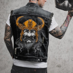 2580 Viiking Piiri&uuml;lene Meeste Riided Neli Aastaaega T&auml;navastiilne Auguline T&ouml;&ouml;riietus Denim Vest Meeste Jakk 2XL must