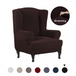 Wing Chair Slip Cover Tooli katted Wingback Tooli katted Slipcovers 1 Piece Stretch Sofa Cover M&ouml;&ouml;bli kaitsja Spandex Jacquard ruuduline muster D36xW32xH45 inch tume kohvi v&auml;rv