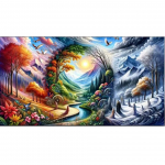 Imedemaa kaunis maastik Teemantmaal Suur uus t&auml;isruudukujuline teemantmosaiik v&auml;rviline maastik tikandid kodukaunistus Full Round 20x40CM