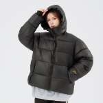 Talvine meeste vabaaja tuulekindel kapuutsiga tepitud jakk must kuldne vintage paksendatud park M must